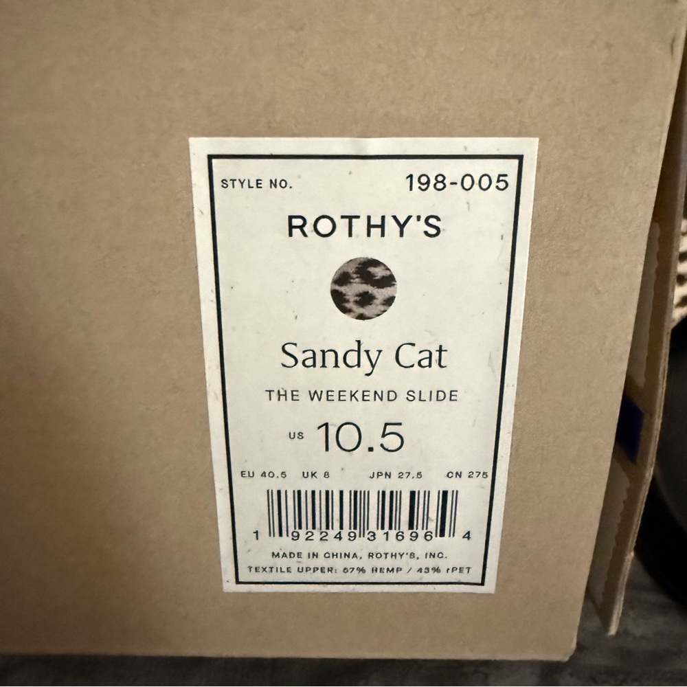 Rothy's The Weekend Slide Sandy Cat Women's Sandals 10.5 box - Picture 6 of 6